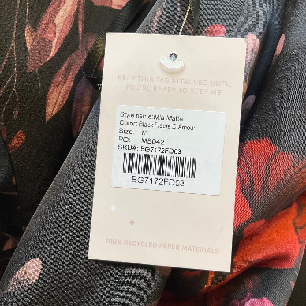 Birdy Grey Mia Matte Dress M NWT Black Fleurs D’Amour Floral Maxi Strapless - Picture 7 of 11